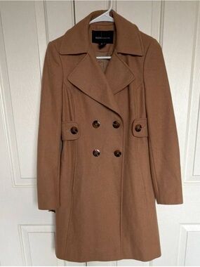 Moda International Camel Double-Breasted Peacoat